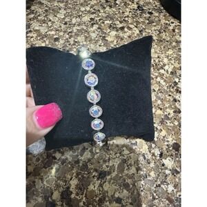 Touchstone Crystal Aurore Boreale Ice‎ Bracelet 7.25" Rhodium Plated NEW